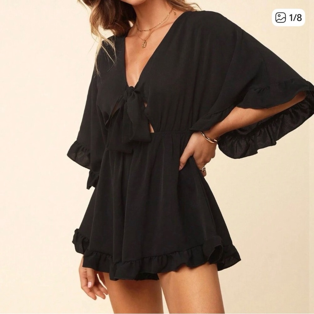 HYFVE Black Ruffle Jumpsuit